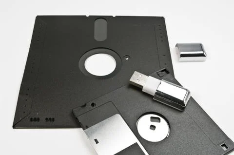 Diskette und USB-Stick Stock Photos