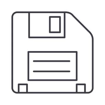 Diskette vector line icon, sign, illustration on background, editable strokes Illustrazione stock