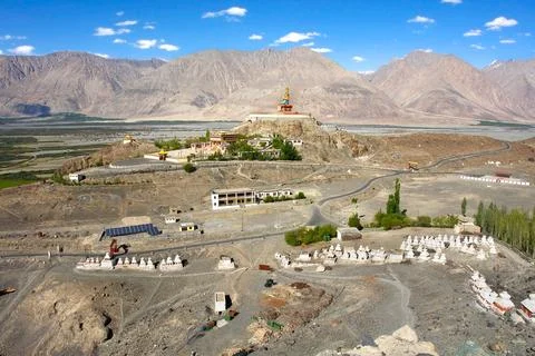 Diskit Gompa is a centuries-old Buddhist monastery located in the Nubra Val.. Stock Photos