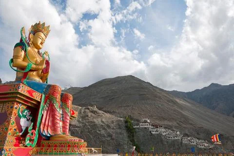 Diskit Gompa is a centuries-old Buddhist monastery located in the Nubra Val.. Stock Photos