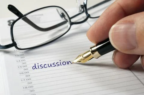 Diskussion Termin Stock Photos