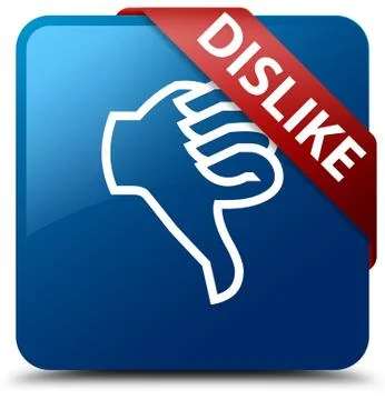 Dislike blue square button red ribbon in corner Stock Illustration