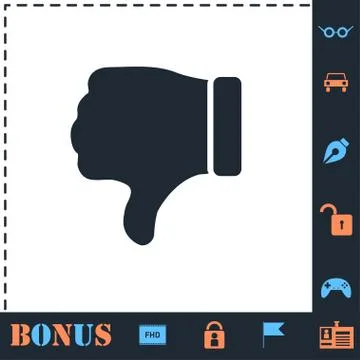 Dislike, Hand Thumb Down icon flat Illustrazione stock