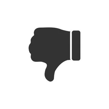 Dislike, Hand Thumb Down icon flat Dislike, Hand Thumb Down. Black Icon Fl... Stock Photos