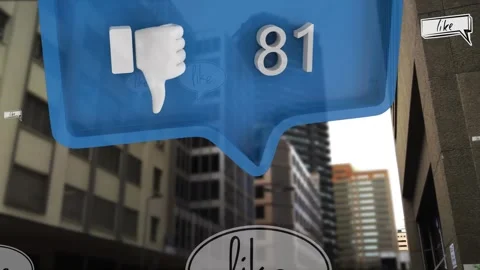 Dislike icon with increasing numbers and like text on multiple speech bubbles Stock Footage 329769332