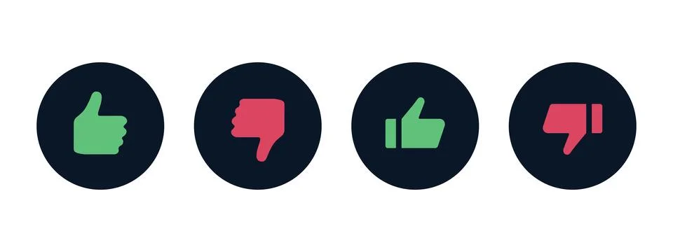 Like dislike icon set. Circular thumbs elements for quick feedback symbol. .. Stockillustratie