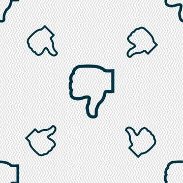 Dislike icon sign. Seamless pattern with geometric texture. Vector Stock Illustration