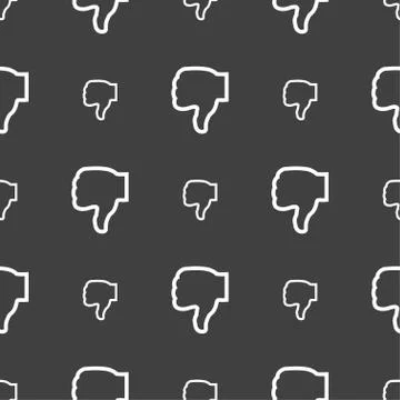 Dislike icon sign. Seamless pattern on a gray background. Vector Stock Illustration