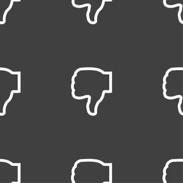 Dislike icon sign. Seamless pattern on a gray background. Vector Stock Illustration