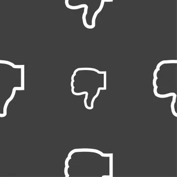 Dislike icon sign. Seamless pattern on a gray background. Stock Illustration