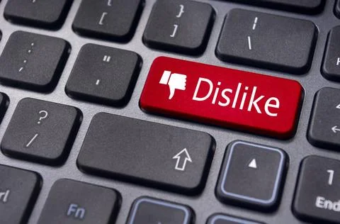 Dislike message on keyboard button, social media concepts A dislike messag... Stock Photos