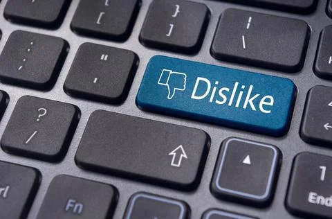 Dislike message on keyboard button, social media concepts A dislike messag... Stock Photos