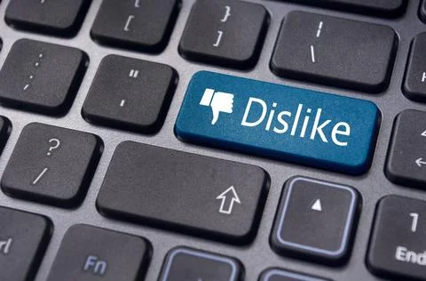 Dislike message on keyboard button, social media concepts A dislike messag... Stock Photos