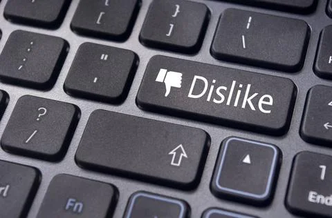 Dislike message on keyboard button, social media concepts A dislike messag... Stock Photos
