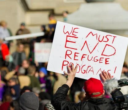 Dislike of refugees Foto stock