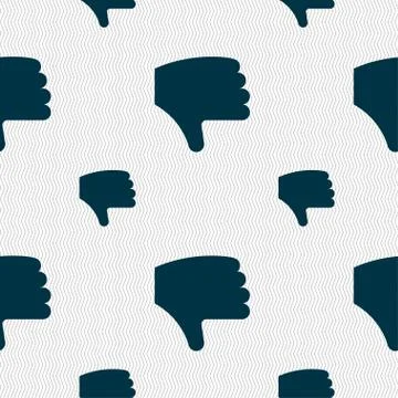 Dislike, Thumb down, Hand finger down icon sign. Seamless pattern with geometric Illustrazione stock