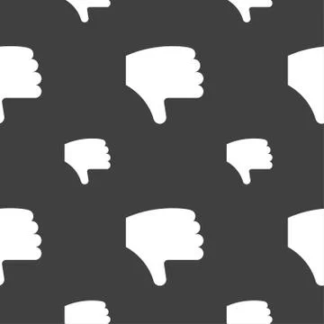 Dislike, Thumb down, Hand finger down icon sign. Seamless pattern on a gray back Illustrazione stock