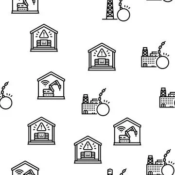 Dismantling Construction Process Vector Seamless Pattern Illustrazione stock