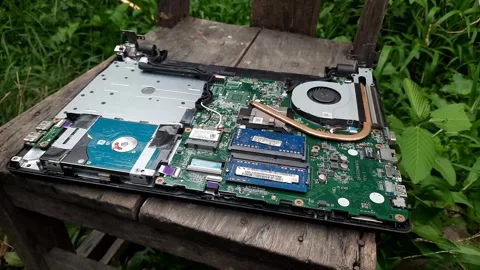 Dismantling a dead laptop Stock Footage 270957988