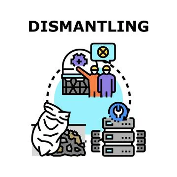 Dismantling industrial structures and it server equipment Stock Illustration