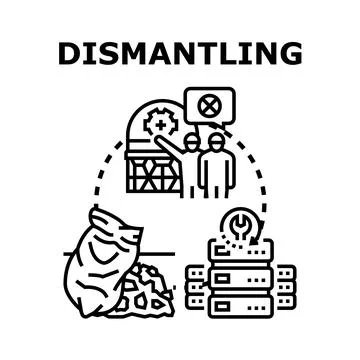 Dismantling industrial structures and it server equipment Stock Illustration