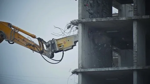 Dismantling of a multistory building Stock Footage 72114182