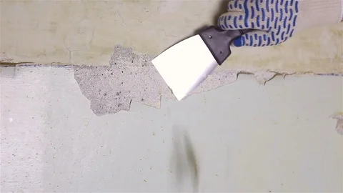 Dismantling of old plaster Stock Footage 79542517