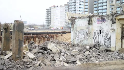 Dismantling pier bridge Stock Footage 167476052