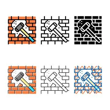 Dismantling wall color icon vector types Ilustración de archivo