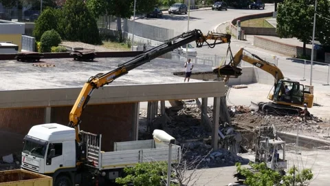 Dismantling work on a construction site Stock Footage 195010703