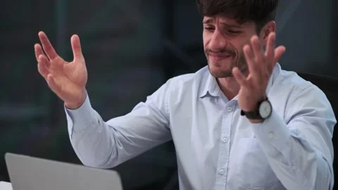 Dismayed Businessman at Work in the Office Video stock 254439651