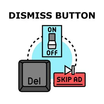 Dismiss button options concept presenting user controls Ilustração Stock