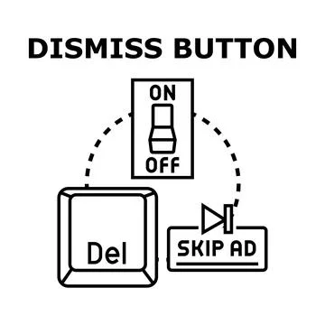 Dismiss button options concept presenting user controls Stock Illustration