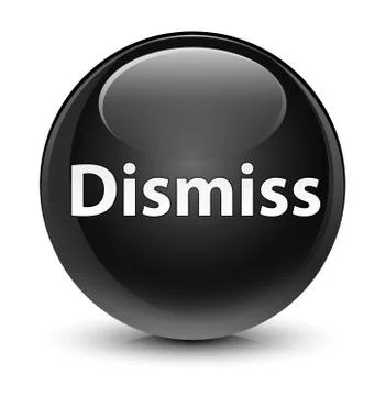 Dismiss glassy black round button Stock Illustration