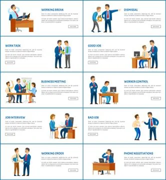 Dismissal and Task, Job Interview, Worker Control Stock Illustration