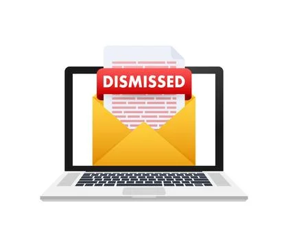 Dismissal document, dismissed stamp. Getting fired. Vector stock illustration. Stock Illustration