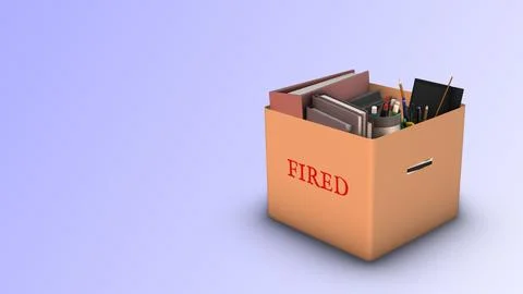Dismissed. Fired. Box with office things イラスト素材