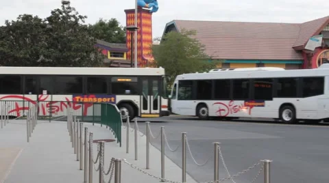 Disney Busses Cross Paths Stock Footage 40516340