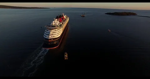 Disney Magic Saint John Harbour Partridge Island Aerial Stock Footage 93974624