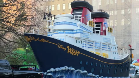 Disney Wish Float at the staging area of the 2022 Macy's Thanksgiving Day Parade Stock Footage 230464406
