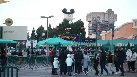 Disneyland workers strike for better working conditions, París, FR - 09 Dec 2021 Stock Footage 204088421