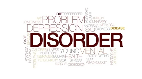 Disorder animated word cloud, text design animation. Kinetic typography. Stock Footage 81736364