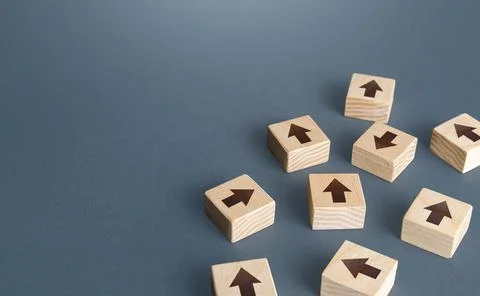 Disordered array of arrows. New opportunities and freedom of thought. Lack of Stock Photos