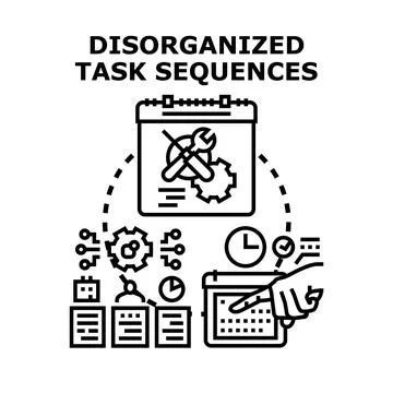 Disorganized task sequences causing project management inefficiency Stock Illustration