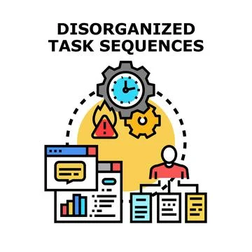 Disorganized task sequences causing workflow problems and inefficiency Stock Illustration