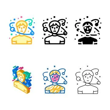 Disorientation disease color icon vector pack Stock Illustration