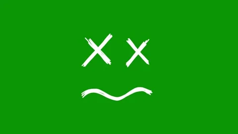 Disoriented hand drawn dizzy emoji on green screen. Confused spiral Видео 346823767