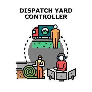 Dispatch yard controller managing logistics and delivery operations Stockillustratie