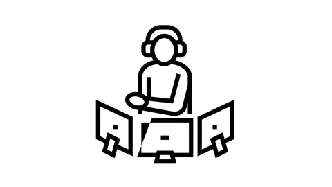 Dispatcher controlling flight way line icon animation Video stock 164585564