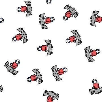 Dispatcher controlling flight way vector seamless pattern Stock Illustration